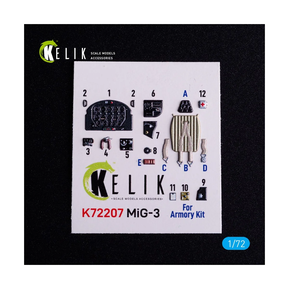 MiG-3 - interior 3D decals for Armory kit, 1/72 - Kelik K72207