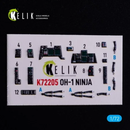 OH-1 NINJA - interior 3D decals for Aoshima kit, 1/72 - Kelik K72205