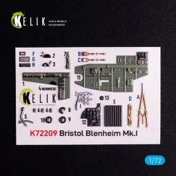 Bristol Bleninheim Mk.1 - interior 3D decals for Airfix kit, 1/72 -...