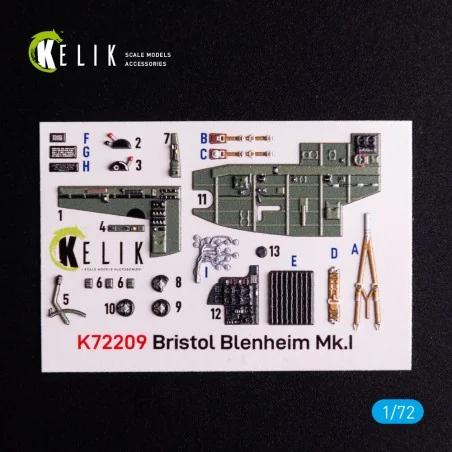 Bristol Bleninheim Mk.1 - interior 3D decals for Airfix kit, 1/72 -...