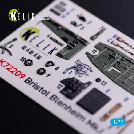 Bristol Bleninheim Mk.1 - interior 3D decals for Airfix kit, 1/72 -...