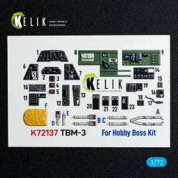 TBM-3 Avenger - interior 3D decals for HobbyBoss kit, 1/72 - Kelik ...