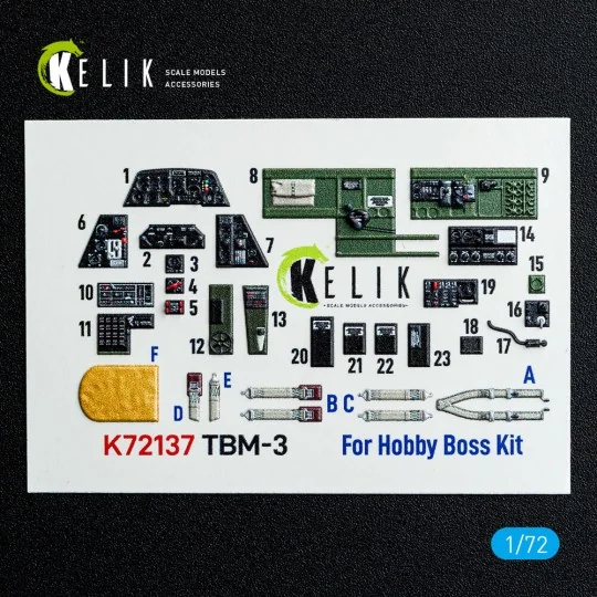 TBM-3 Avenger - interior 3D decals for HobbyBoss kit, 1/72 - Kelik ...