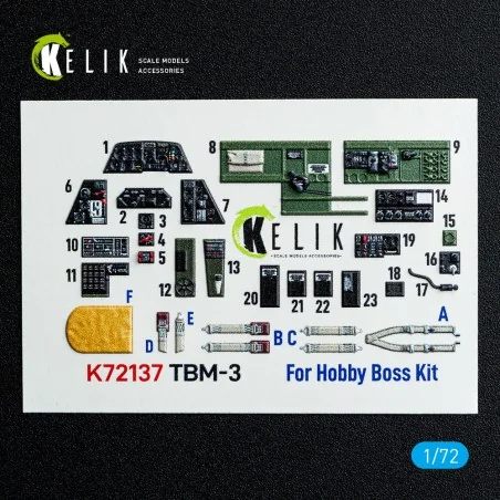 TBM-3 Avenger - interior 3D decals for HobbyBoss kit, 1/72 - Kelik ...