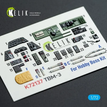 TBM-3 Avenger - interior 3D decals for HobbyBoss kit, 1/72 - Kelik ...