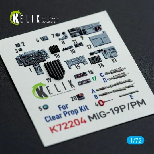 MiG-19P/PM - interior 3D decals for ClearProp kit, 1/72 - Kelik K72204