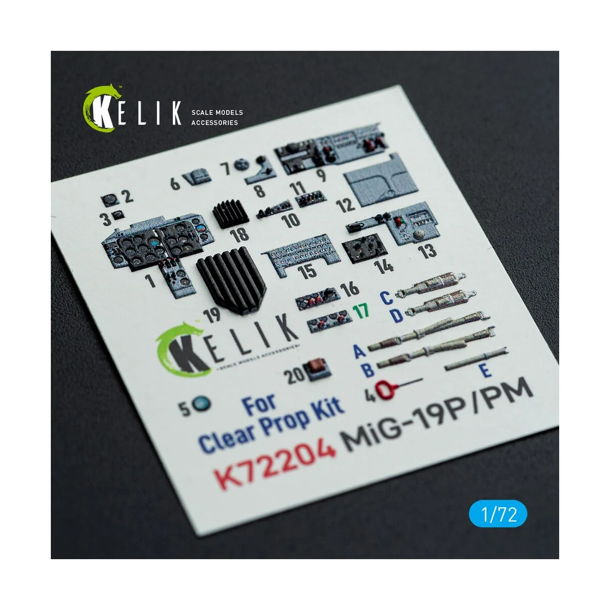 MiG-19P/PM - interior 3D decals for ClearProp kit, 1/72 - Kelik K72204