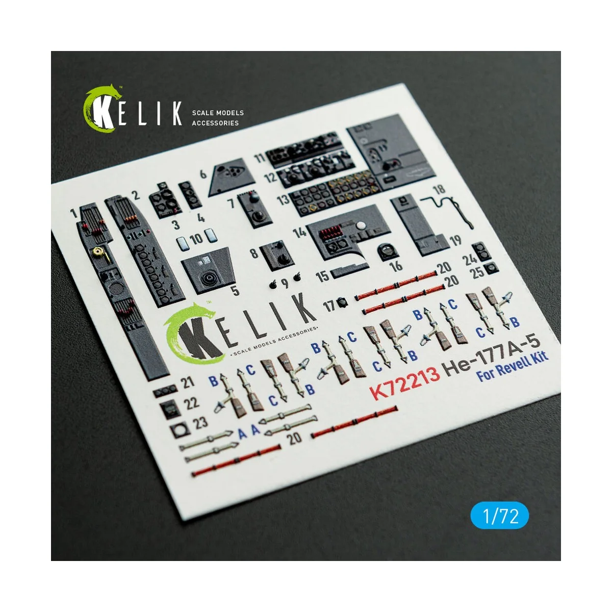 He-177A-5 - interior 3D decals for Revell kit, 1/72 - Kelik K72213