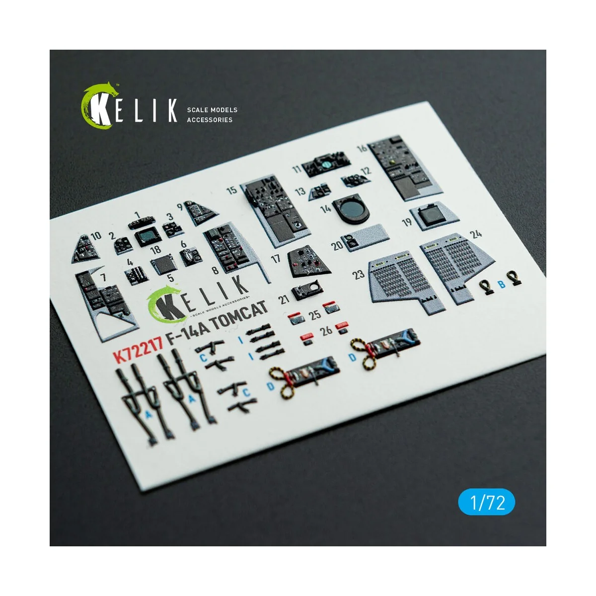 F-14A Tomcat - interior 3D decals for HobbyBoss kit, 1/72 - Kelik K...