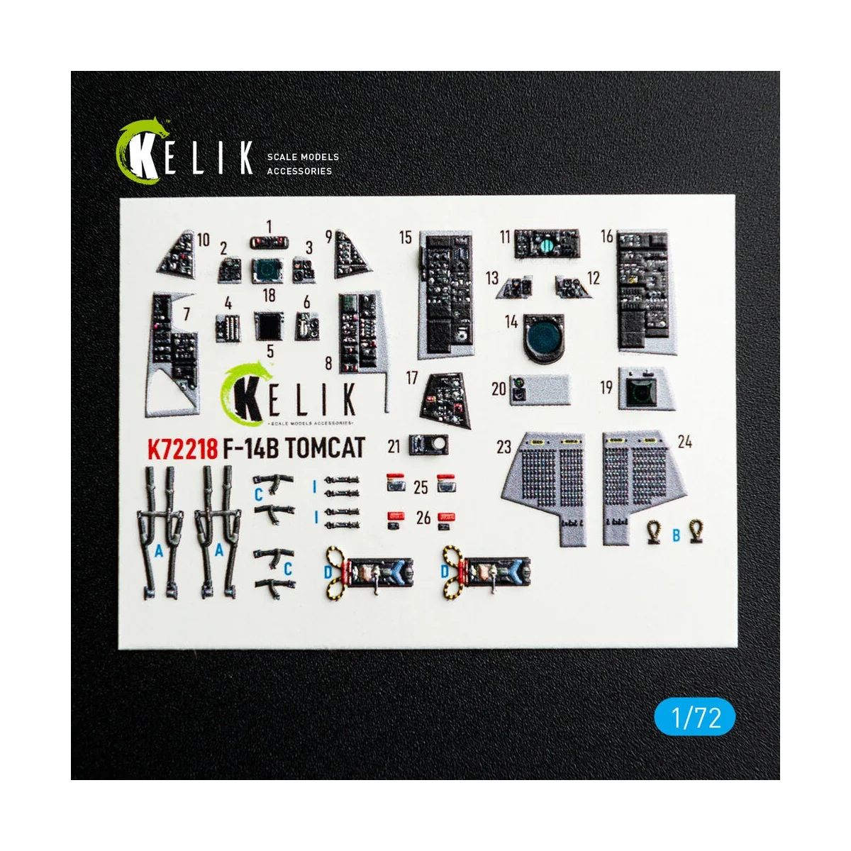 F-14B Tomcat - interior 3D decals for HobbyBoss kit, 1/72 - Kelik K...