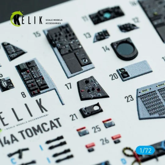 F-14A Tomcat - interior 3D decals for HobbyBoss kit, 1/72 - Kelik K...