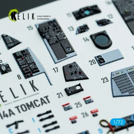 F-14A Tomcat - interior 3D decals for HobbyBoss kit, 1/72 - Kelik K...