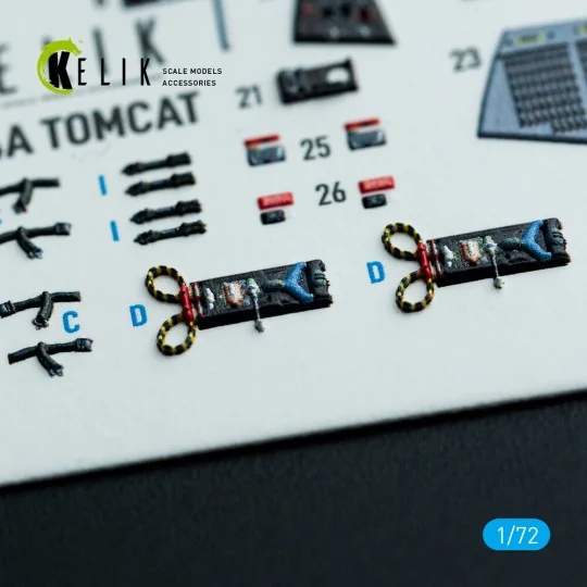 F-14A Tomcat - interior 3D decals for HobbyBoss kit, 1/72 - Kelik K...
