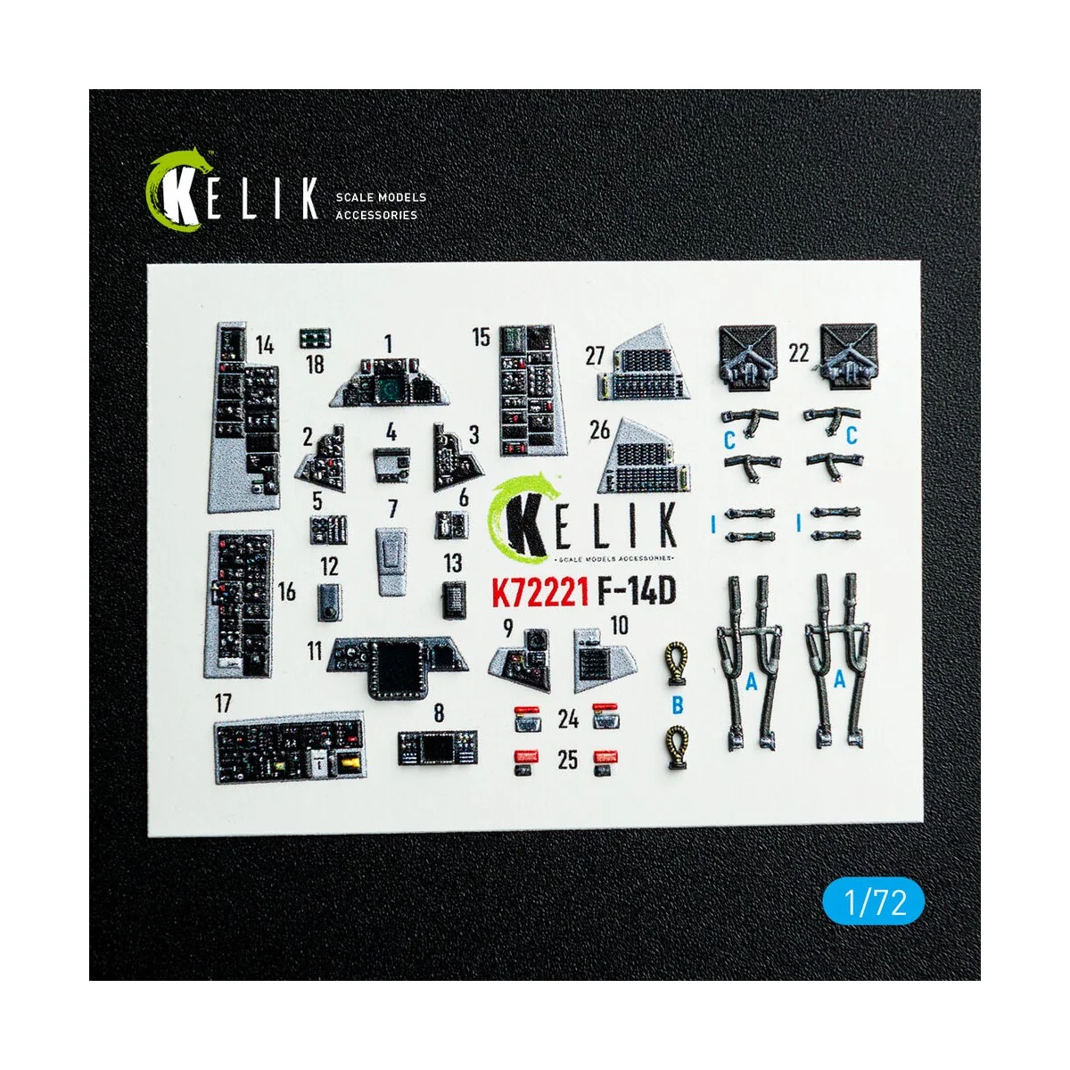 F-14D Super Tomcat - interior 3D decals for Academy kit, 1/72 - Kel...
