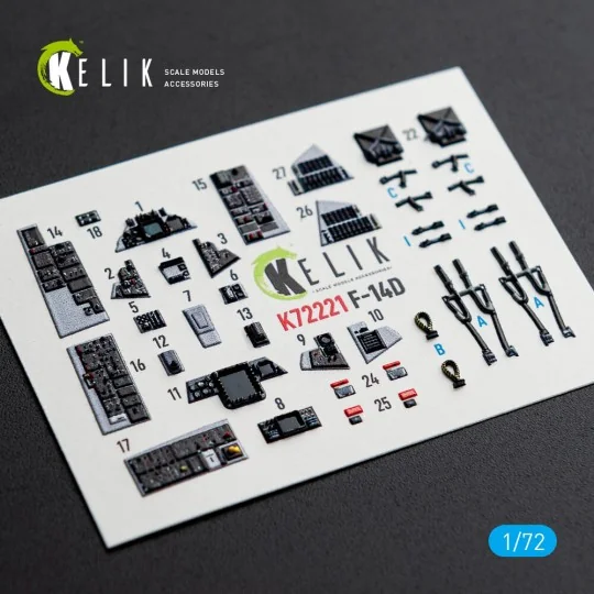 F-14D Super Tomcat - interior 3D decals for Academy kit, 1/72 - Kel...