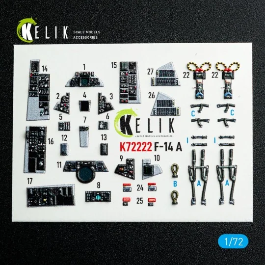 F-14A Tomcat - interior 3D decals for Academy kit, 1/72 - Kelik K72222