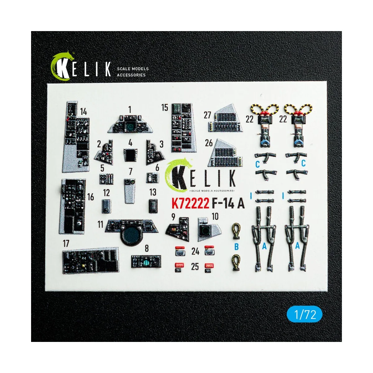 F-14A Tomcat - interior 3D decals for Academy kit, 1/72 - Kelik K72222