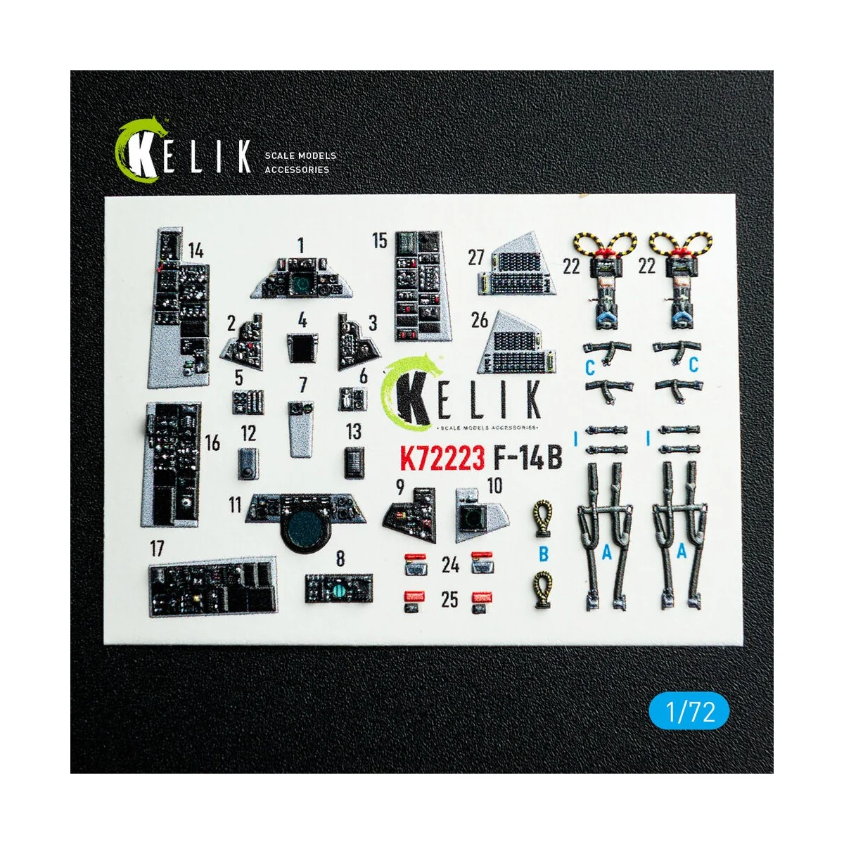F-14B Tomcat - interior 3D decals for Academy kit, 1/72 - Kelik K72223