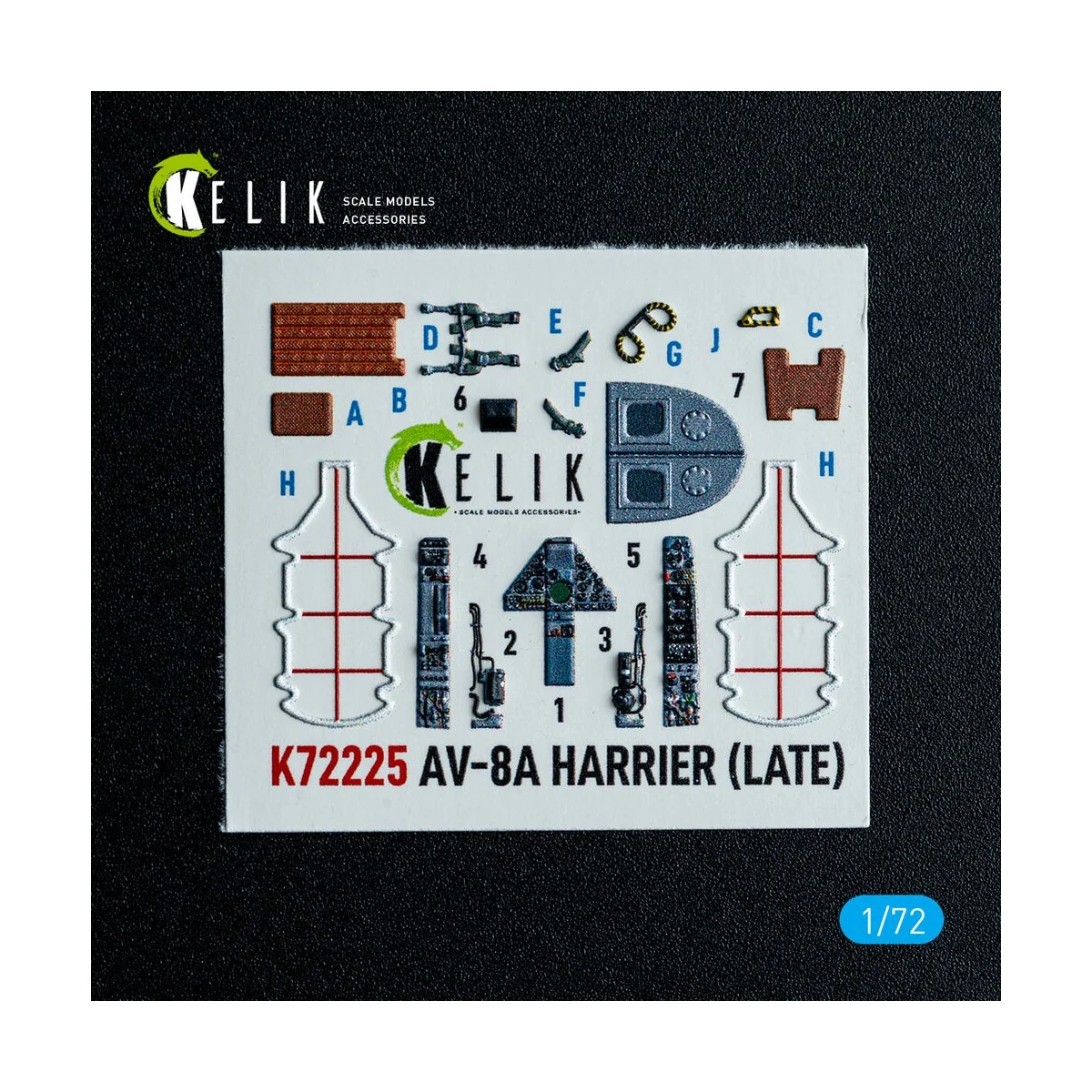 AV-8A Harrier (late) - interior 3D decals for Italeri kit, 1/72 - K...