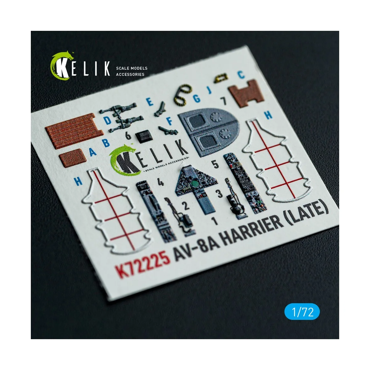 AV-8A Harrier (late) - interior 3D decals for Italeri kit, 1/72 - K...