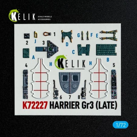 Harrier Gr3 (Late)- interior 3D decals for Italeri kit, 1/72 - Keli...