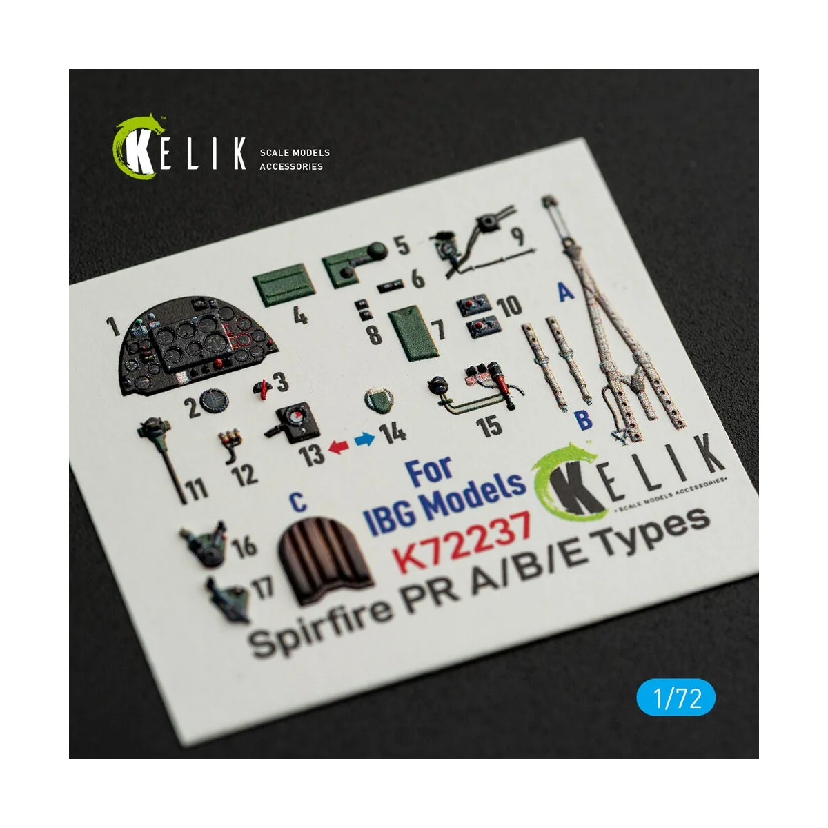 Spitfire PR A/B/E Types - interior 3D decals for IBG Models kit, 1/...