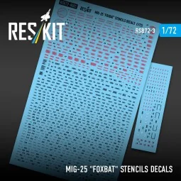 MiG-25 Foxbat Stencils Decals, 1/72 - ResKit Models RSB72-0003