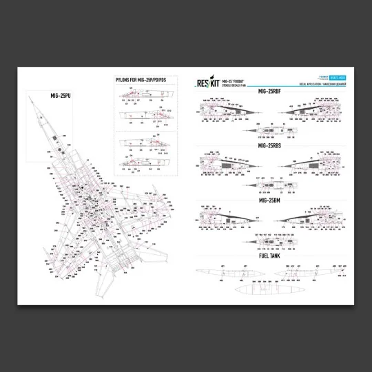 MiG-25 Foxbat Stencils Decals, 1/72 - ResKit Models RSB72-0003