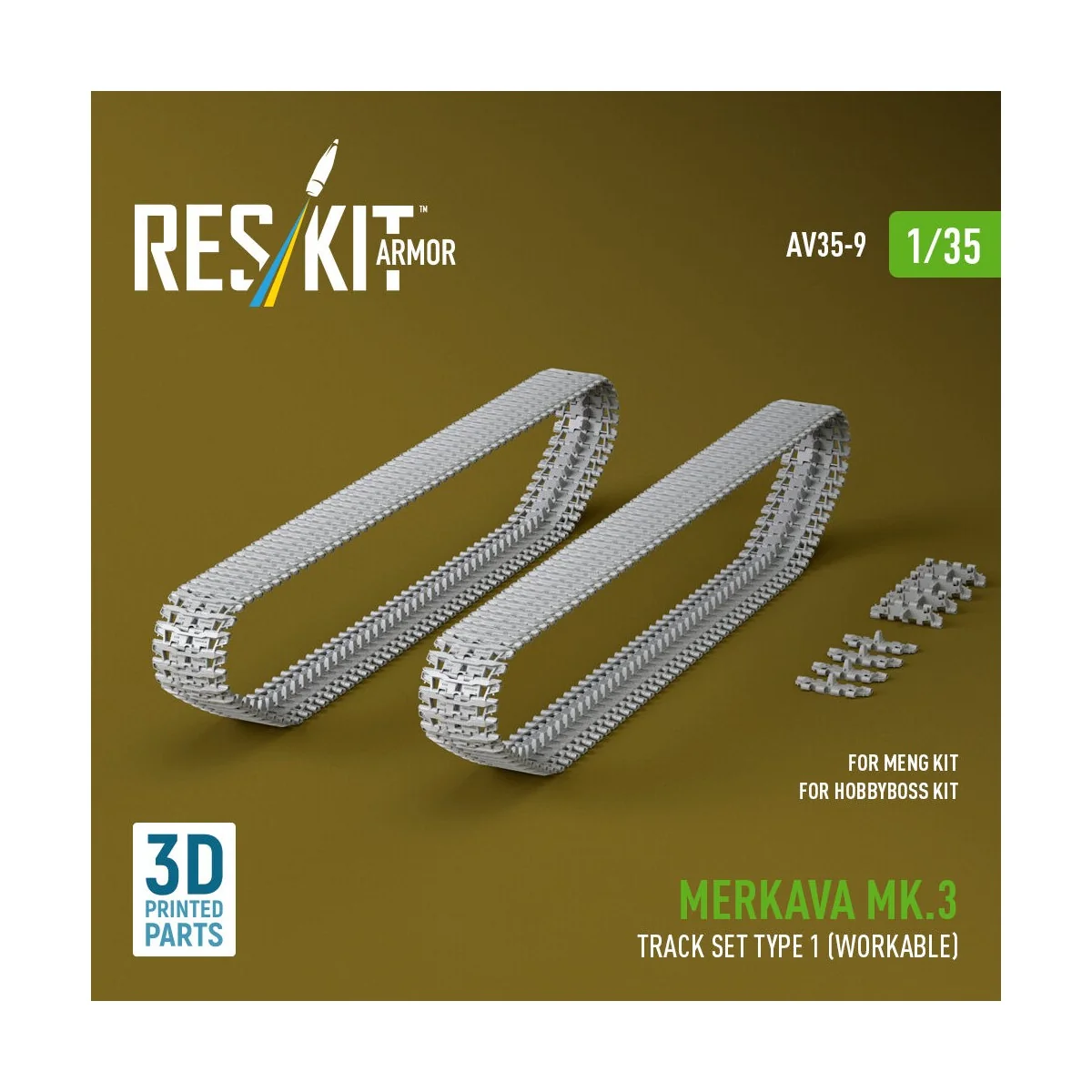 Merkava Mk.3 track set Type 1 (Workable) for Meng/HobbyBoss kit (3D...