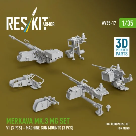 Merkava Mk.3 MG set, V1 (3 pcs) + machine gun mounts (3 pcs) for Me... Merkava Mk.3 MG set, V1 (3 pcs) + machine gun mounts (3 pcs) for Me...