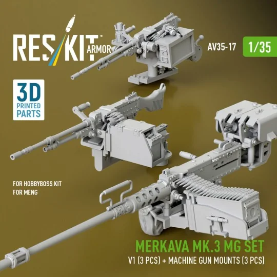 Merkava Mk.3 MG set, V1 (3 pcs) + machine gun mounts (3 pcs) for Me... Merkava Mk.3 MG set, V1 (3 pcs) + machine gun mounts (3 pcs) for Me...