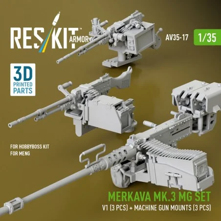 Merkava Mk.3 MG set, V1 (3 pcs) + machine gun mounts (3 pcs) for Me...