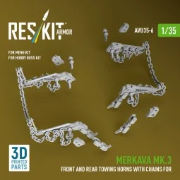 Merkava Mk.3 front and rear towing horns with chains for Meng/Hobby...