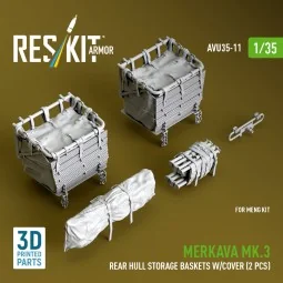 Merkava Mk.3 rear hull storage baskets w/cover (2 pcs) for Meng kit...