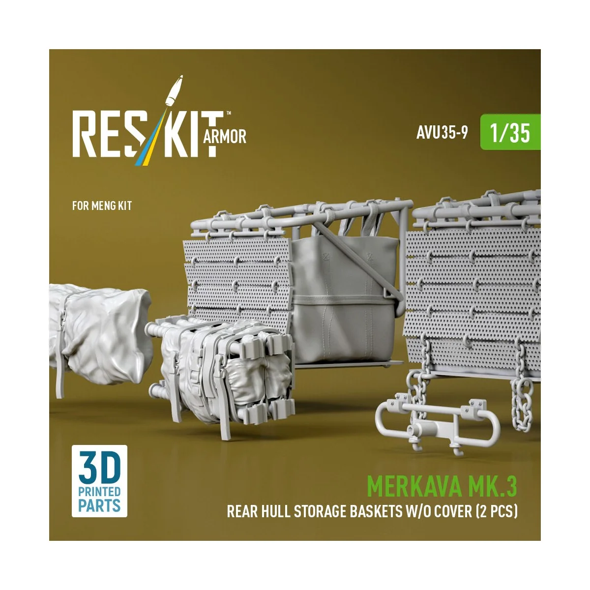 Merkava Mk.3 rear hull storage baskets w/o cover (2 pcs) for Meng k...