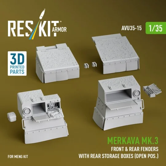 Merkava Mk.3 front & rear fenders with rear storage boxes (open pos...