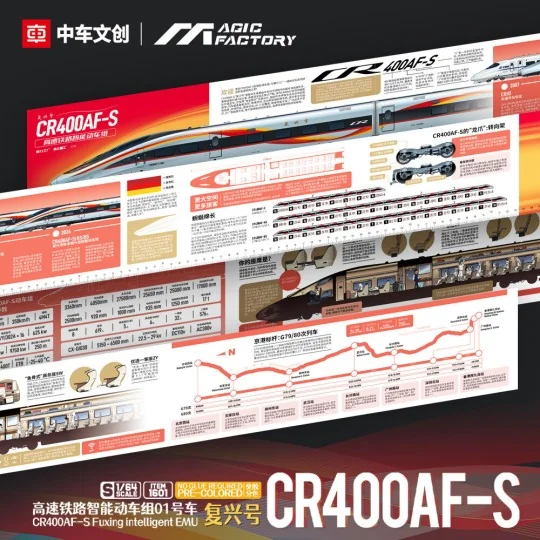 CR400AF-S Fuxing intelligent EMU (Cement-free and pre-colored), 1/6...