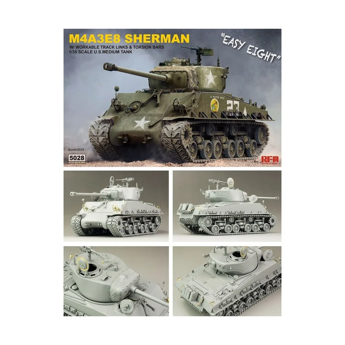 SHERMAN M4A3E8 W/Workable Track links, 1/35 - Rye Field Model 5028