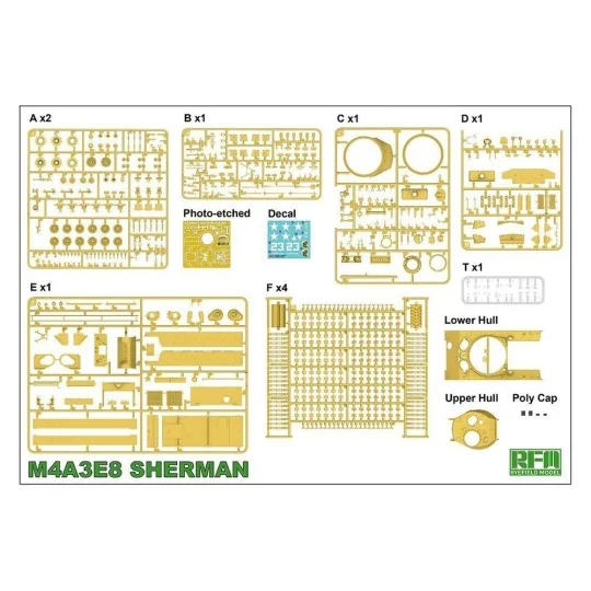 SHERMAN M4A3E8 W/Workable Track links, 1/35 - Rye Field Model 5028