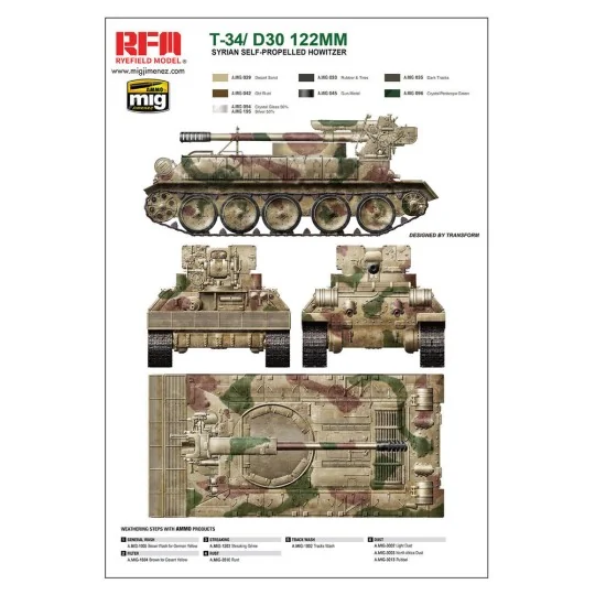 T-34/D-30 122MM SYRIAN SELF-PROPELLED HOWITZER, 1/35 - Rye Field Mo...