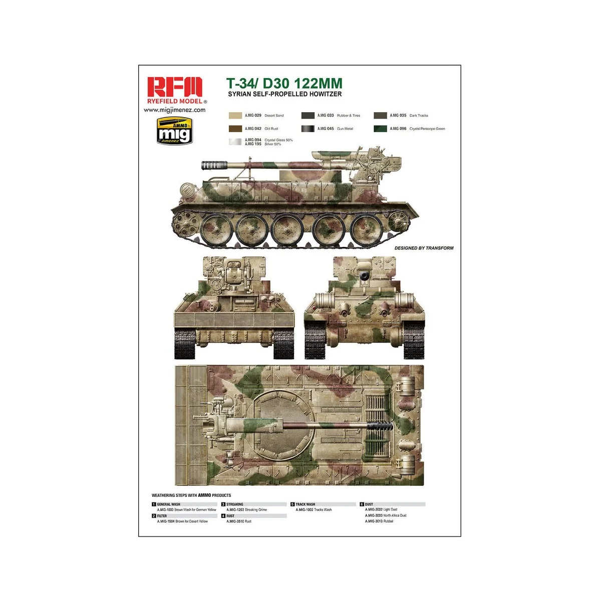 T-34/D-30 122MM SYRIAN SELF-PROPELLED HOWITZER, 1/35 - Rye Field Mo...