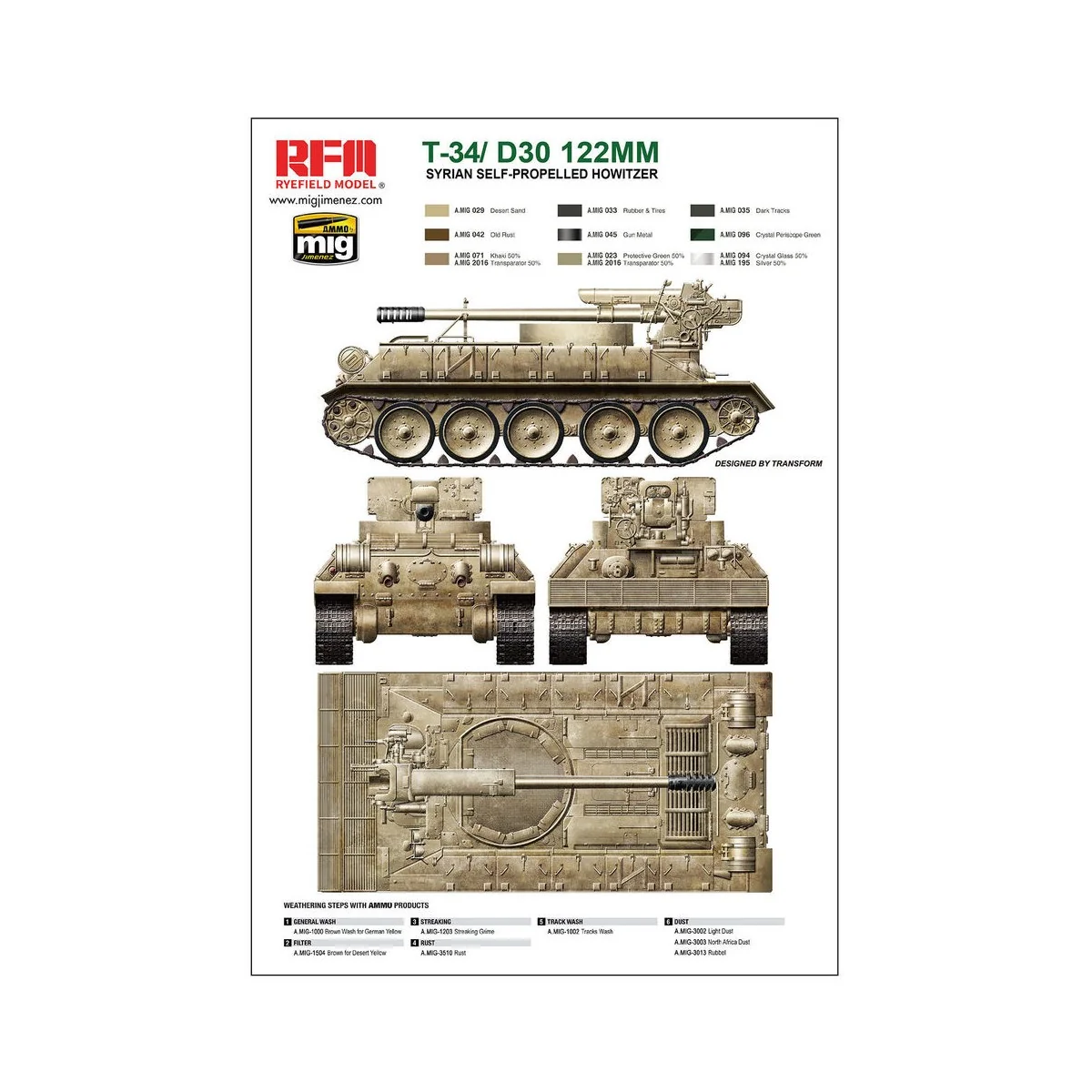 T-34/D-30 122MM SYRIAN SELF-PROPELLED HOWITZER, 1/35 - Rye Field Mo...