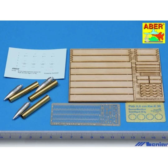8, 8 cm Tiger I high-explosive Ammo with box, 1/16 - Aber Models 16014