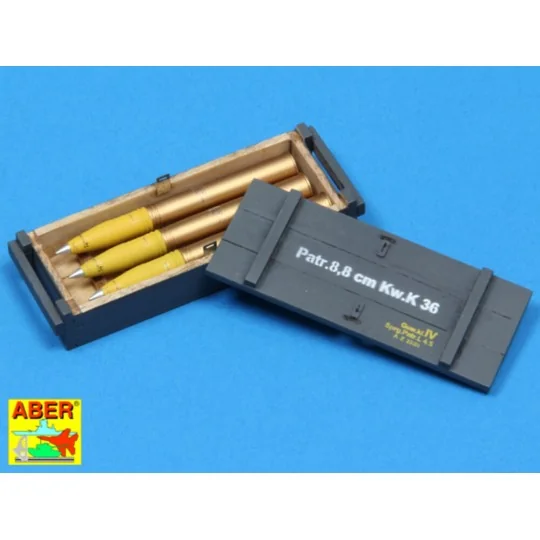 8, 8 cm Tiger I high-explosive Ammo with box, 1/16 - Aber Models 16014
