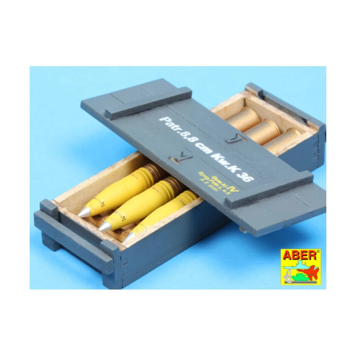 8, 8 cm Tiger I high-explosive Ammo with box, 1/16 - Aber Models 16014