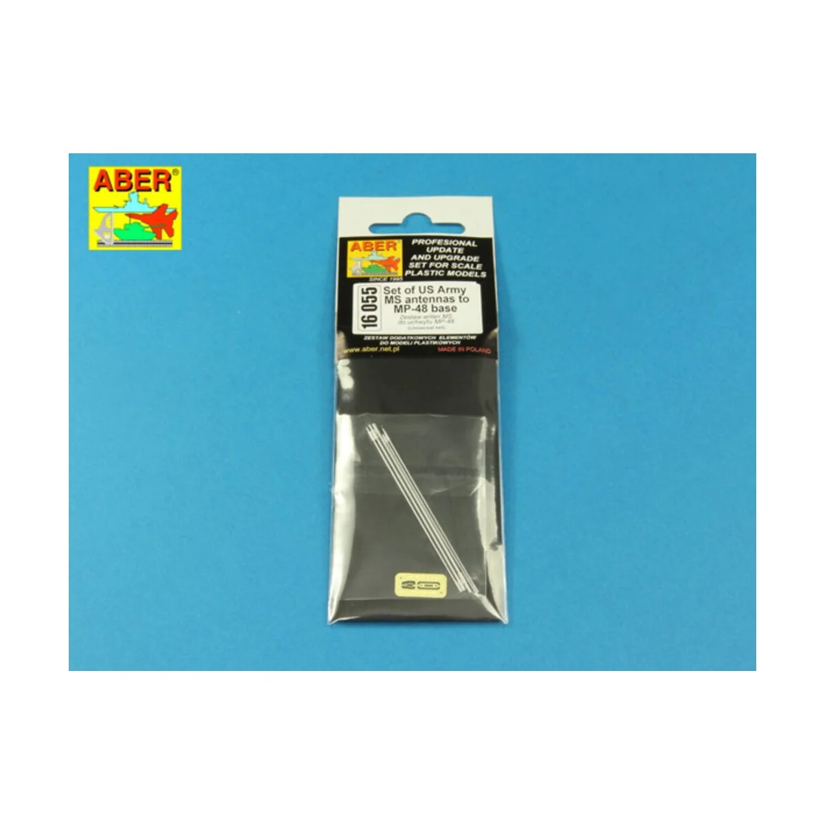Set of US Army MS antennas to MP-48 base, 1/16 - Aber Models 16055