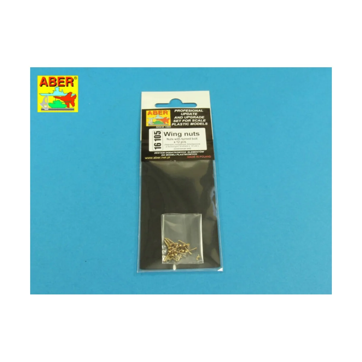 Wing nuts with turned bolt x 12 pcs., 1/16 - Aber Models 16105