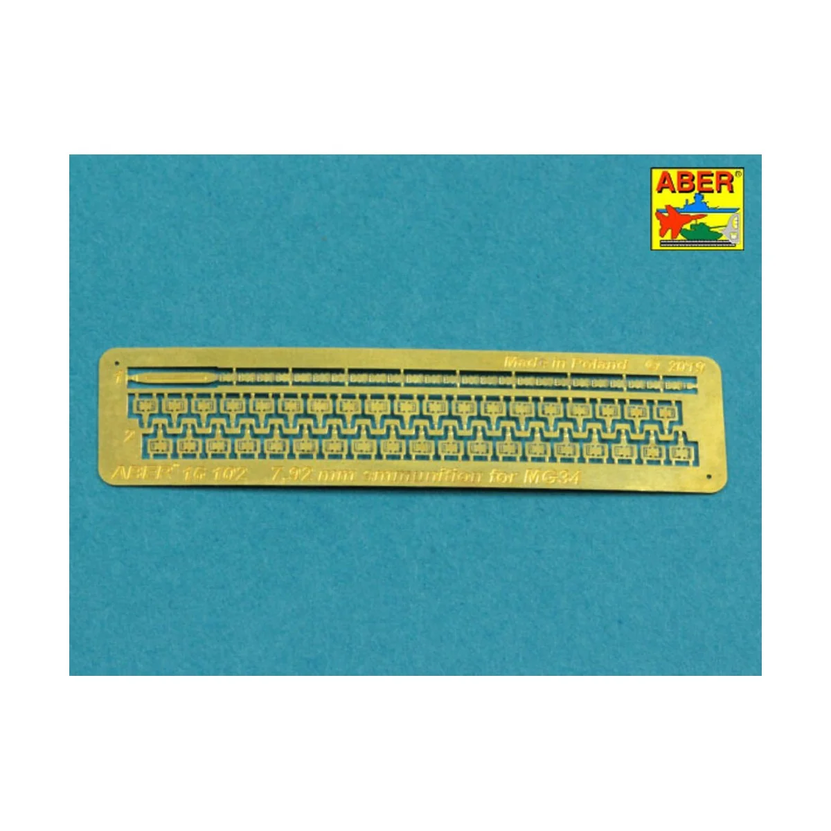 7, 92 mm Amunition for German MG34 Machine Gun x 25 pcs., 1/16 - Ab...