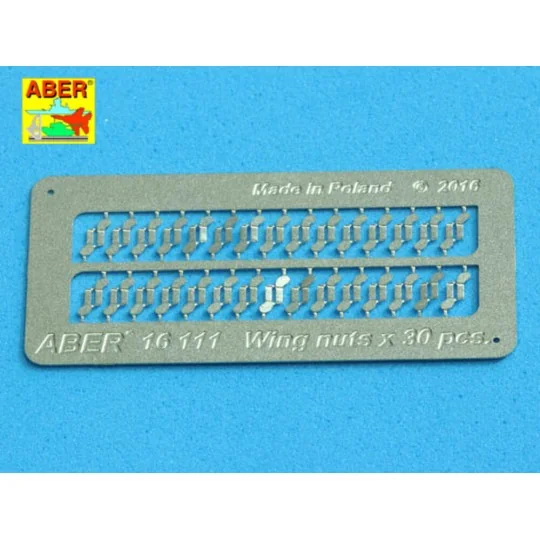 Wing nuts PE nuts with turned bolt x 30 pcs., 1/16 - Aber Models 16111