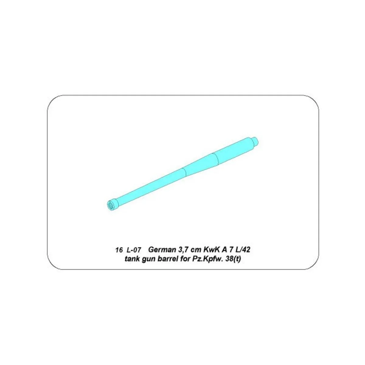 German 3, 7 cm KwK A 7 L/42 tank gun barrel for Pz.Kpfw.(38), 1/16 ...